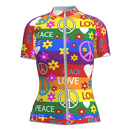 

21Grams Women's Short Sleeve Cycling Jersey Nylon RedBlue Heart Floral Botanical Peace & Love Bike Jersey Top Mountain Bike MTB Road Bike Cycling Breathable Quick Dry Sports Clothing Apparel