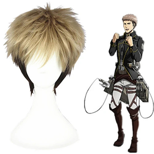 

Cosplay Costume Wig Cosplay Wig Jean Kirstein Shingeki No Kyojin Straight Cosplay With Bangs Wig Short Brown Synthetic Hair 12 inch Men's Anime Cosplay Ombre Hair Brown