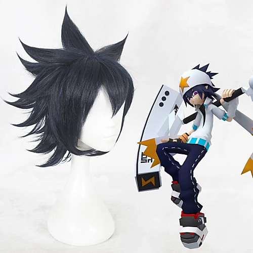 

Cosplay Wig Aotu World Curly Cosplay Halloween With Bangs Wig Short Blue Synthetic Hair 14 inch Women's Anime Cosplay Easy to Carry Blue