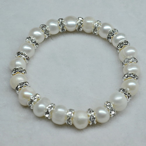 

Women's White Bead Bracelet Beaded Lucky Blessed Fashion Rhinestone Bracelet Jewelry White For Wedding Daily Carnival Promise Festival