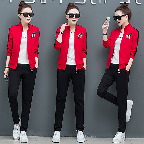 

Women's 2-Piece Full Zip Velour Tracksuit Sweatsuit Streetwear 2pcs Running Fitness Jogging Windproof Breathable Soft Sportswear Athletic Clothing Set Long Sleeve Activewear Micro-elastic Regular Fit