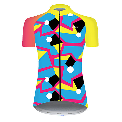 

21Grams Women's Short Sleeve Cycling Jersey Nylon Polyester RedBlue Polka Dot Stripes Patchwork Bike Jersey Top Mountain Bike MTB Road Bike Cycling Breathable Quick Dry Ultraviolet Resistant Sports