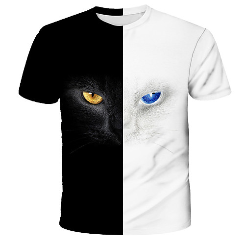 

Men's Graphic Black & White Print T-shirt Street chic Exaggerated Daily Holiday Black