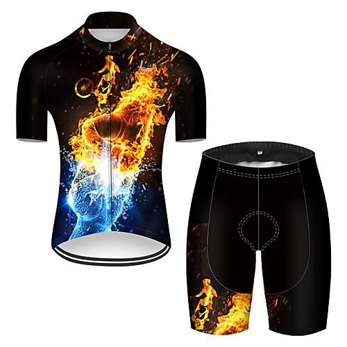 

21Grams Men's Short Sleeve Cycling Jersey with Shorts Nylon Polyester Black / Yellow 3D Gradient Funny Bike Clothing Suit Breathable 3D Pad Quick Dry Ultraviolet Resistant Reflective Strips Sports 3D