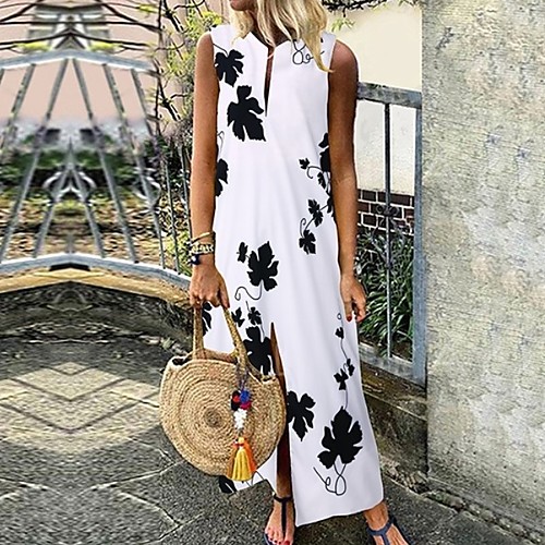 

Women's Shift Dress Maxi long Dress - Sleeveless Floral Summer Casual 2020 White Black Red Green S M L XL XXL XXXL XXXXL XXXXXL