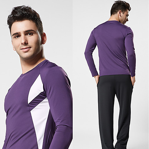 

Men's Running Shirt Solid Color Violet Black Blue Yoga Running Fitness Top Long Sleeve Sport Activewear Breathable Quick Dry Moisture Wicking Stretchy Slim