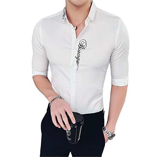 

Men's Solid Colored Print Shirt Sexy Street chic Daily Going out White