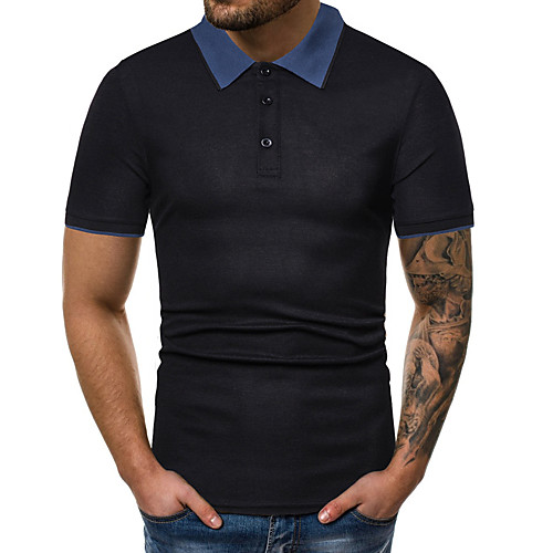 

Men's Solid Colored Black Patchwork Polo Basic Street chic Daily Work White / Black