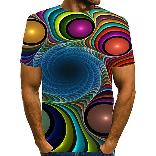 

Men's Graphic Print T-shirt Street chic Exaggerated Daily Going out Rainbow