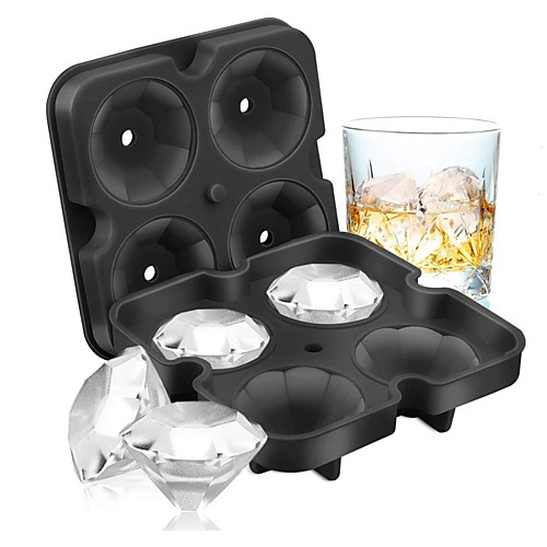 

4 Grid Diamond Ice Cube Tray Reusable Ice Cubes Maker Silicone Ice Cream Molds Form Chocolate Mold Whiskey Party Bar Tools