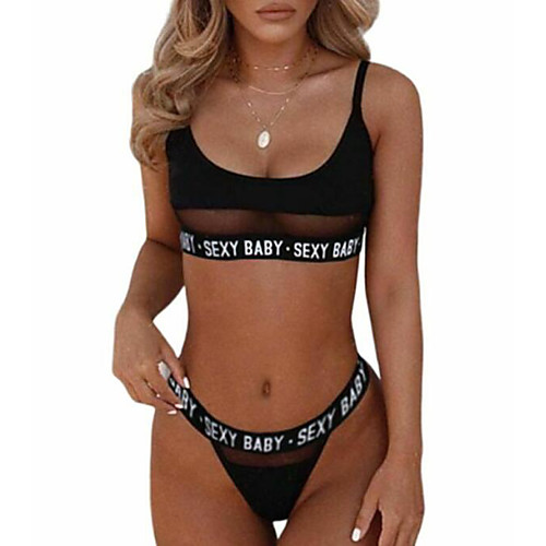 

Women's Mesh Suits Nightwear Solid Colored White / Black S M L