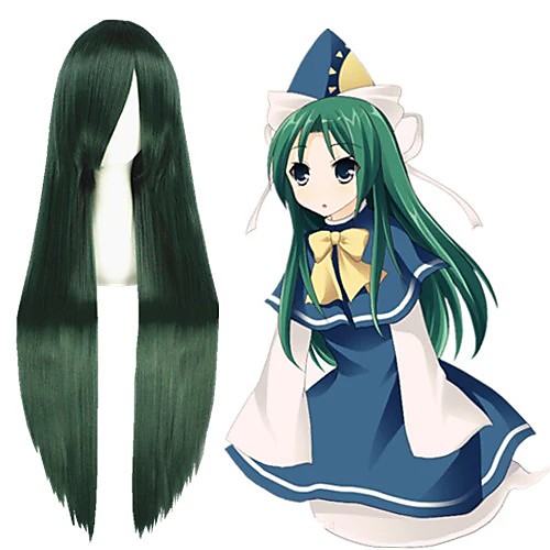 

Cosplay Wig Mima TouHou Project Straight Cosplay Halloween With Bangs Wig Long Green Synthetic Hair 39 inch Women's Anime Cosplay Creative Green