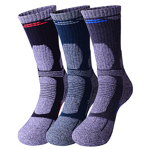 

R-BAO Men's Hiking Socks Ski Socks 1 Pair Winter Outdoor Breathable Warm Sweat-wicking Comfortable Socks Chinlon Elastane Dark Grey Black Dark Blue for Ski / Snowboard Fishing Climbing / Cotton