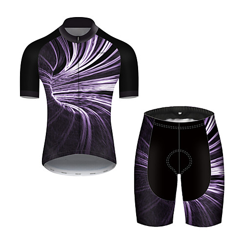 

21Grams Men's Short Sleeve Cycling Jersey with Shorts Nylon Violet Stripes Gradient 3D Bike Quick Dry Breathable Sports Stripes Mountain Bike MTB Road Bike Cycling Clothing Apparel / Stretchy