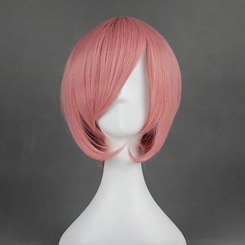 

Cosplay Wig Giotto Hitman Reborn Straight Cosplay Halloween Bob With Bangs Wig Short Pink Synthetic Hair 12 inch Women's Anime Cosplay Comfortable Pink