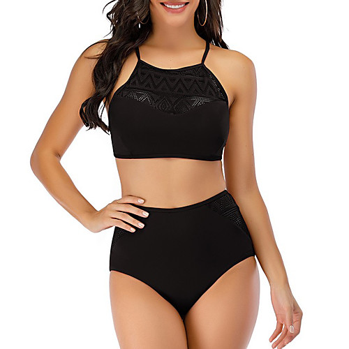 

Women's Tankini Swimwear Swimsuit - Solid Colored S M L Wine Black