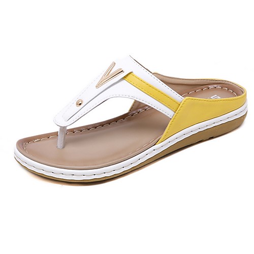 

Women's Slippers & Flip-Flops Summer Flat Heel Open Toe Daily PU White / Black / Pink