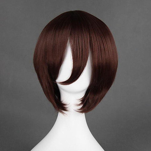 

Cosplay Wig Shimura Shinpachi Gintama Straight Cosplay Asymmetrical With Bangs Wig Short Dark Brown Synthetic Hair 12 inch Men's Anime Cosplay Comfortable Dark Brown