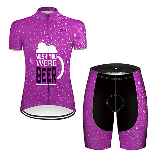 

21Grams Women's Short Sleeve Cycling Jersey with Shorts Nylon Violet Oktoberfest Beer Bike Breathable Sports Patterned Mountain Bike MTB Road Bike Cycling Clothing Apparel / Stretchy