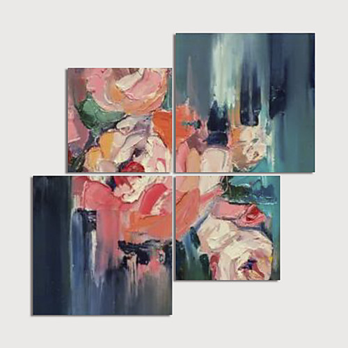 

Hand Painted Canvas Oilpainting Abstract set of 4 Home Decoration with Frame Painting Ready to Hang