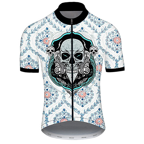 

21Grams Men's Short Sleeve Cycling Jersey Black / White Skull Bike Top Mountain Bike MTB Road Bike Cycling Breathable Sports Clothing Apparel / Micro-elastic