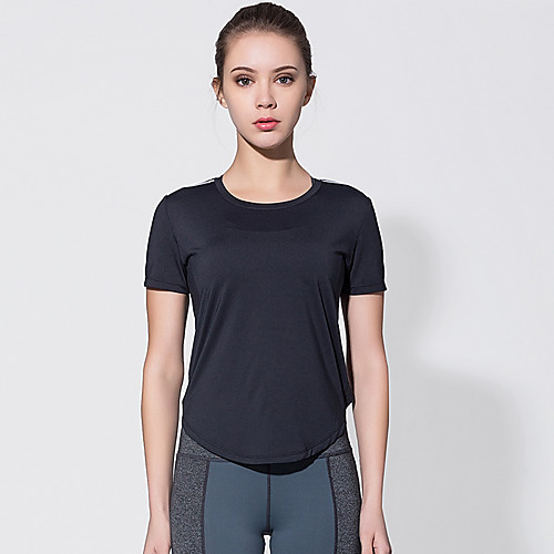 

Women's Yoga Top Patchwork Fashion Black Green Mesh Elastane Yoga Running Fitness Tee / T-shirt Top Short Sleeve Sport Activewear Breathable Quick Dry Comfortable Micro-elastic