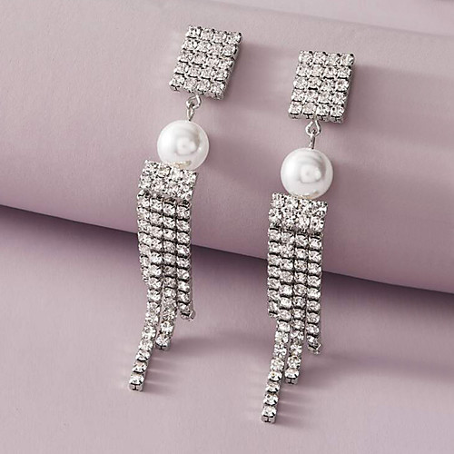 

Women's Drop Earrings Earrings Classic Fashion Luxury Elegant Trendy Sweet Fashion Imitation Pearl Imitation Diamond Earrings Jewelry Silver For Wedding Party Evening Gift Beach Festival 1 Pair