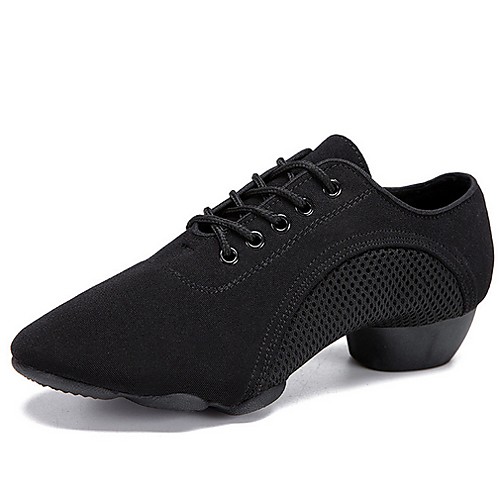 

Men's Modern Shoes Canvas Lace-up Heel Cuban Heel Dance Shoes Black