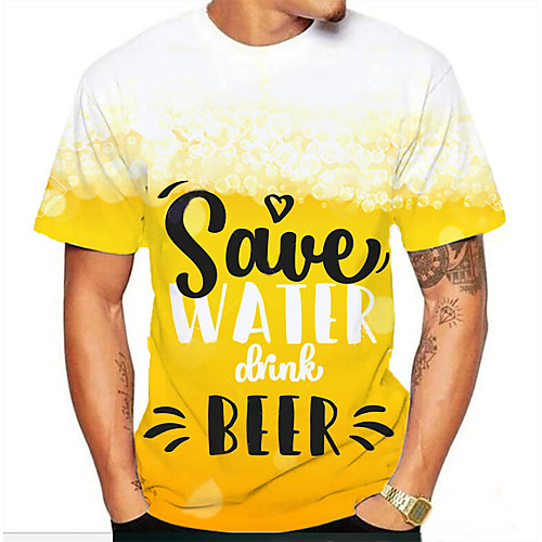 

Men's Graphic Beer Print T-shirt Daily Yellow