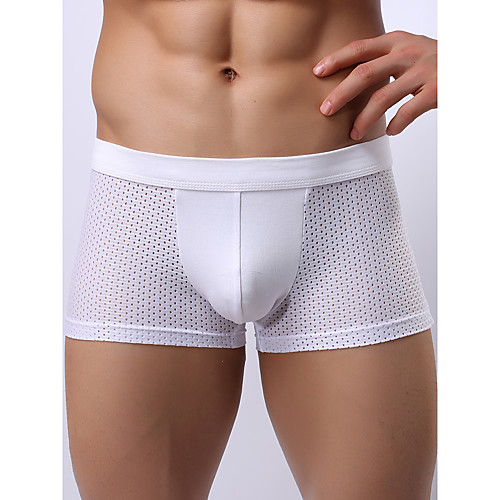 

Men's Mesh Boxers Underwear - Normal Low Waist White Black Blue S M L