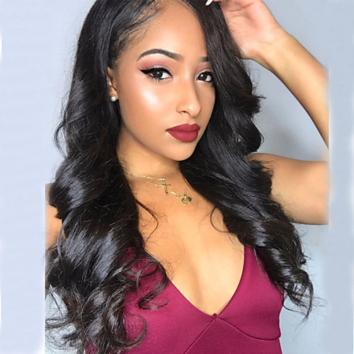 

Human Hair Lace Front Wig Free Part style Brazilian Hair Wavy Body Wave Black Wig 130% Density with Baby Hair Natural Hairline For Black Women 100% Virgin 100% Hand Tied Women's Long Human Hair Lace