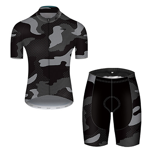 

21Grams Men's Short Sleeve Cycling Jersey with Shorts Nylon Camouflage Patchwork Camo / Camouflage Bike Quick Dry Breathable Sports Patchwork Mountain Bike MTB Road Bike Cycling Clothing Apparel