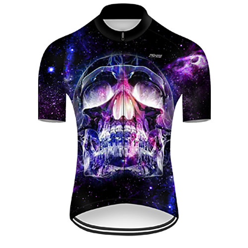 

21Grams Men's Short Sleeve Cycling Jersey Nylon Violet Skull UK National Flag Bike Jersey Top Mountain Bike MTB Road Bike Cycling Quick Dry Breathable Sports Clothing Apparel / Micro-elastic