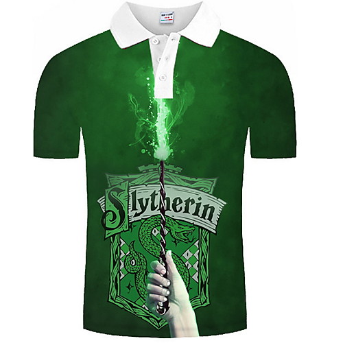 

Men's Graphic Print Polo Daily Green