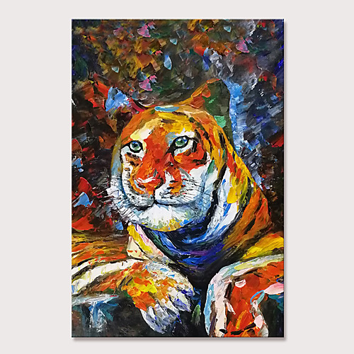 

Mintura Hand Painted Tiger Animal Oil Paintings on Canvas Modern Abstract Wall Picture Pop Art Posters For Home Decoration Ready To Hang