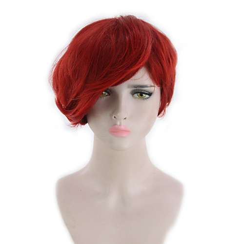 

Synthetic Wig Curly Asymmetrical Wig Short Dark Red Synthetic Hair 6 inch Women's Fashionable Design Classic Women Red