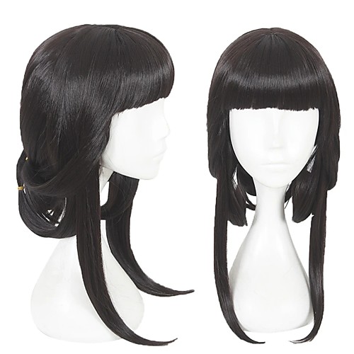 

Cosplay Wig Zhen Ji King of Glory Straight Cosplay Halloween With Bangs Wig Medium Length Black Synthetic Hair 18 inch Women's Anime Cosplay Classic Black