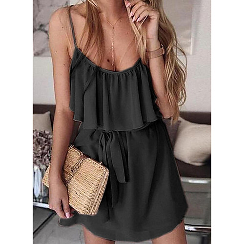 

Women's A-Line Dress Knee Length Dress - Sleeveless Solid Color Summer Casual 2020 Black Blushing Pink Silver S M L XL