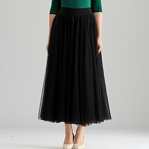 

Ballroom Dance Skirts Split Joint Women's Performance Mesh Tulle