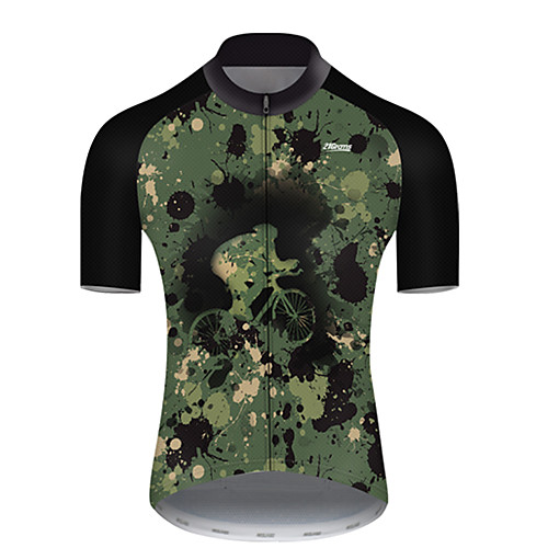 

21Grams Men's Short Sleeve Cycling Jersey Black / Green Camo / Camouflage Bike Top Mountain Bike MTB Road Bike Cycling Breathable Sports Clothing Apparel / Micro-elastic