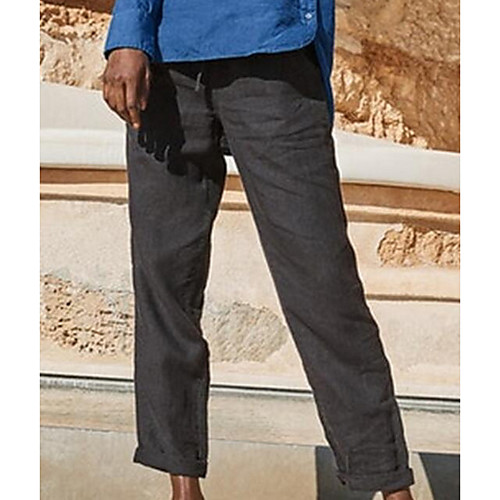 

Women's Basic Daily Loose Chinos Pants - Solid Colored Drawstring Black Khaki Gray S / M / L