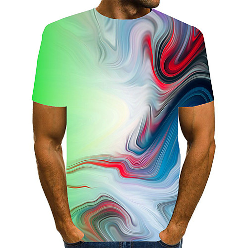 

Men's Graphic Print T-shirt Street chic Exaggerated Daily Going out Rainbow
