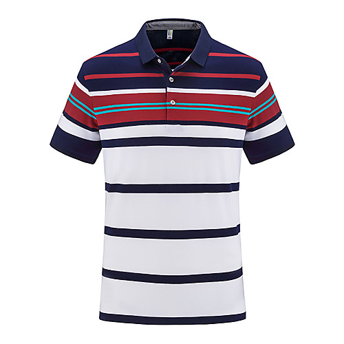 

Men's Striped Patchwork Polo Daily Work Red / Yellow / Navy Blue