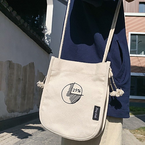 

Women's Canvas Crossbody Bag Geometric Pattern White / Black
