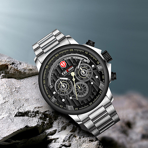 

Men's Steel Band Watches Quartz Modern Style Stylish Stainless Steel Water Resistant / Waterproof Day Date Analog Casual Big Face - Black / Silver BlackGloden Black