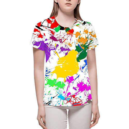 

Women's Tops Graphic 3D Print T-shirt - Print Round Neck Basic Daily Spring Summer Rainbow S M L XL 2XL 3XL 4XL 5XL 6XL
