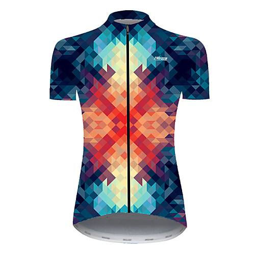 

21Grams Women's Short Sleeve Cycling Jersey Nylon Polyester RedBlue Plaid / Checkered 3D Gradient Bike Jersey Top Mountain Bike MTB Road Bike Cycling Breathable Quick Dry Ultraviolet Resistant Sports