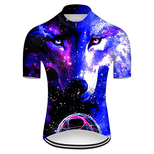 

21Grams Men's Short Sleeve Cycling Jersey Black / Blue Animal Bike Top Mountain Bike MTB Road Bike Cycling Breathable Sports Clothing Apparel / Micro-elastic