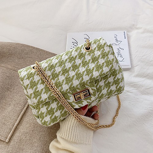 

Women's Satin Crossbody Bag Lattice Black / Red / Green