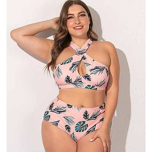 

Women's Tankini Swimwear Swimsuit - Floral L XL XXL Blushing Pink